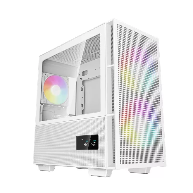 DeepCool Számítógépház - CH360 DIGITAL WH (fekete, 2x14cm +1x12 venti, Mini-ITX / Micro-ATX, 1xUSB3.0, A-RGB, fehér)