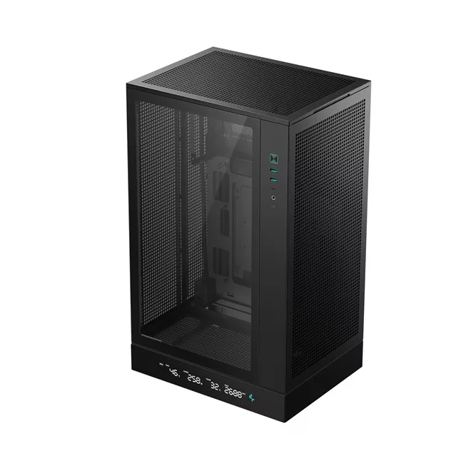 DeepCool Számítógépház - CH270 DIGITAL (fekete, Mini-ITX/Micro-ATX (BTF), 2xUSB3.0, Type-C, fekete)