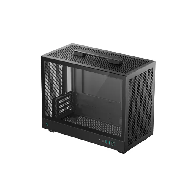 DeepCool Számítógépház - CH160 PLUS (fekete, mATX, 2xUSB3.0, Type-C, fekete)