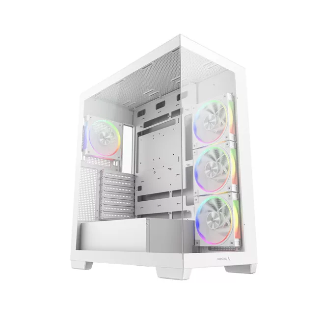 DeepCool Számítógépház - CG580 4F WH V2 (fehér, ablakos, 4x12cm A-RGB, BTF, ATX, 2xUSB3.0, 1xUSB2.0)