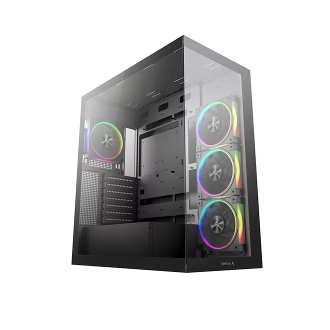 DeepCool Számítógépház - CG580 4F V2 (fekete, ablakos, 4x12cm A-RGB, BTF, ATX, 2xUSB3.0, 1xUSB2.0)