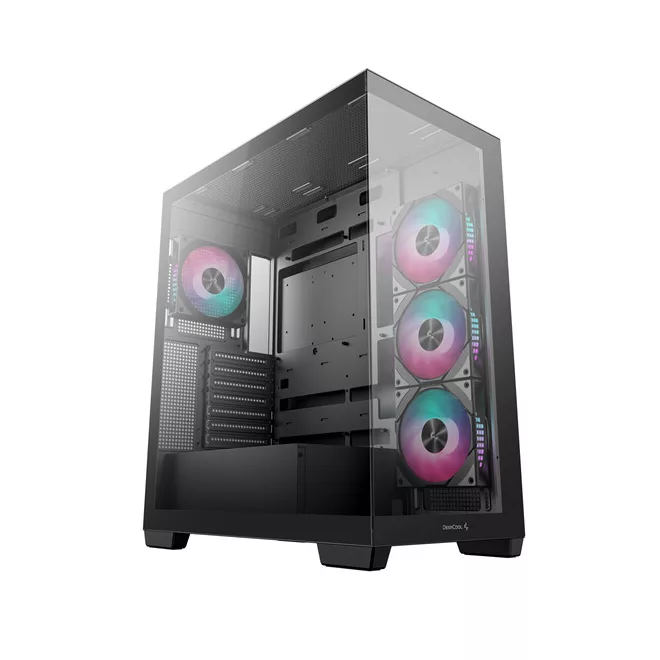 DeepCool Számítógépház - CG580 4F (fekete, ablakos, 4x12cm A-RGB, BTF, ATX, 2xUSB3.0, 1xUSB2.0)