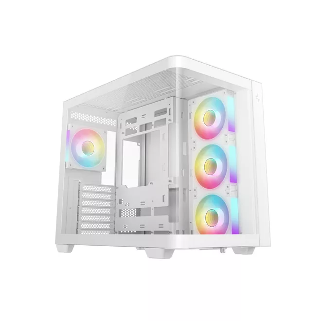 DeepCool Számítógépház - CG530U 4F WH (fehér, ablakos, 4x12cm A-RGB, BTF, ATX, 2xUSB3.0, 1xUSB2.0)