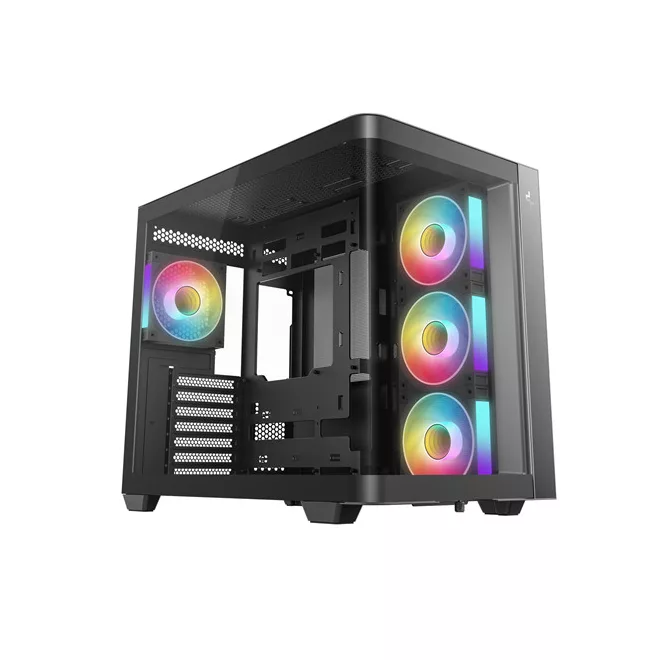 DeepCool Számítógépház - CG530U 4F (fekete, ablakos, 4x12cm A-RGB, BTF, ATX, 2xUSB3.0, 1xUSB2.0)