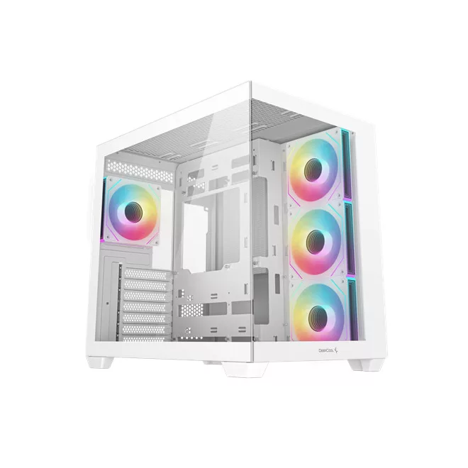 DeepCool Számítógépház - CG530 4F WH (fehér, ablakos, 4x12cm A-RGB, BTF, ATX, 2xUSB3.0, 1xUSB2.0)