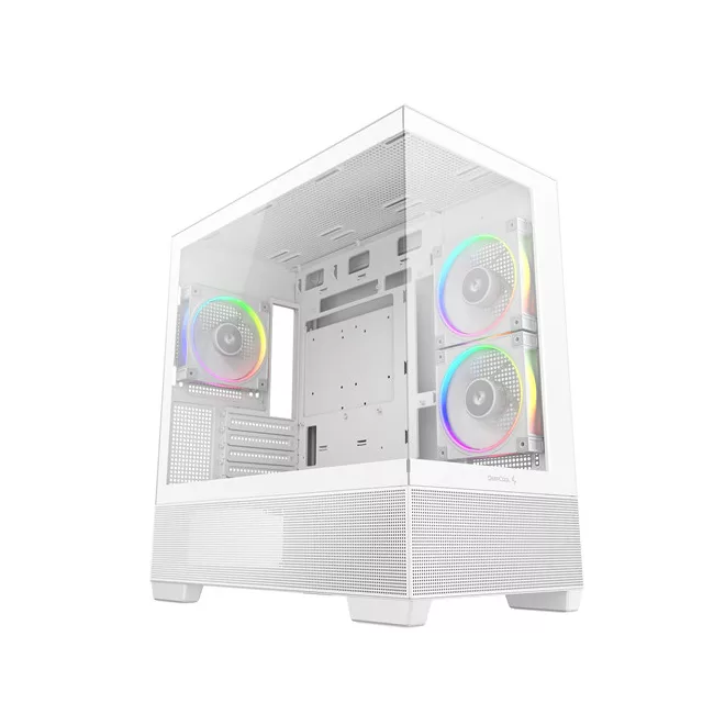 DeepCool Számítógépház - CG380 3F WH (fehér, ablakos, 3x12cm A-RGB, BTF, mATX, 2xUSB3.0, 1xUSB2.0)