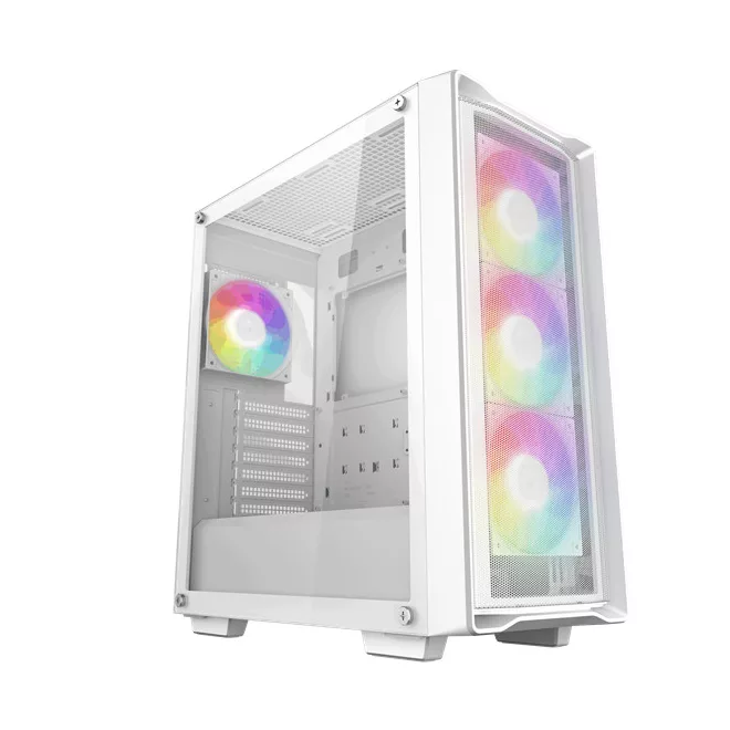 DeepCool Számítógépház - CC560 MESH WH V2 (ablakos, 4x12cm A-RGB ventilátor, ATX, 2xUSB3.0, fehér)