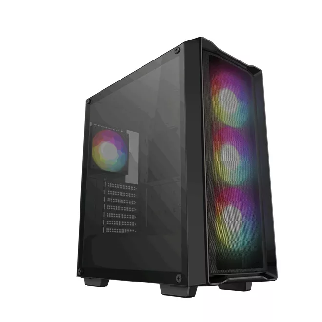DeepCool Számítógépház - CC560 MESH V2 (ablakos, 4x12cm A-RGB ventilátor, ATX, 2xUSB3.0, fekete)
