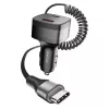 Autós USB-C (30W) és USB (25W) töltő adapter szivargyújtó aljzat, 1,5m USB-C kábellel - praktikus és kompakt megoldás telefonok, navigációs eszközök és más készülékek gyors töltésére útközben