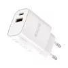 Univerzális 20W-os Telefon és Tablet Gyorstöltő, 1db USB-C 1db USB kimenettel, USB-C - Lightning kábellel Apple készülékekhez, fehér (Jellico WJ-C60)