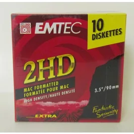   10db EMTEC Floppy Lemez 2HD 3.5/90mm 1,44MB DOS IBM formatált
