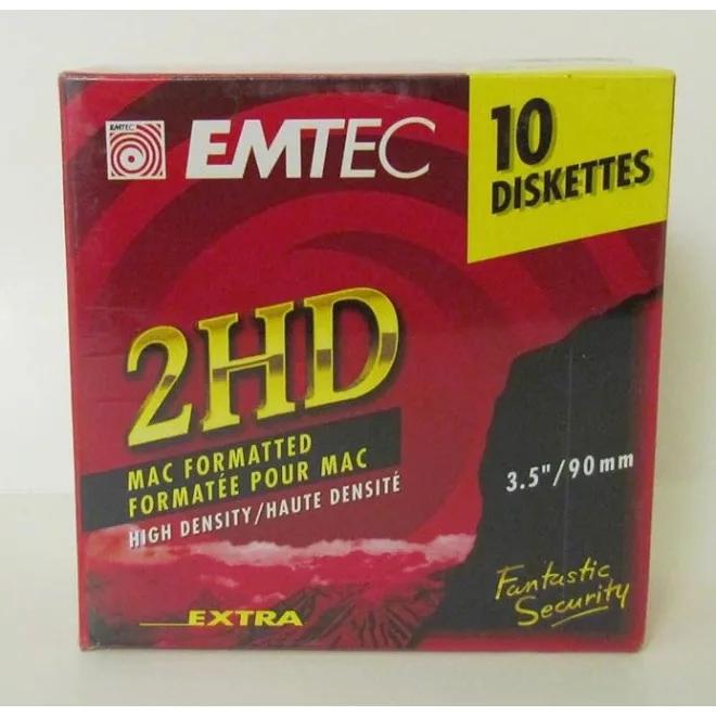 10db EMTEC Floppy Lemez 2HD 3.5/90mm 1,44MB DOS IBM formatált
