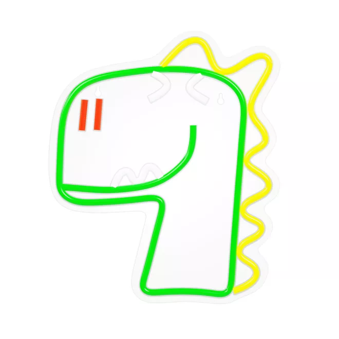 JURASSIC DINO LED neon lámpa - falra akasztható dekor világítás USB csatlakozóval, vidám dinoszaurusz design, hangulatos kiegészítő gyerekszobába vagy ajándékba