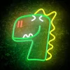 JURASSIC DINO LED neon lámpa - falra akasztható dekor világítás USB csatlakozóval, vidám dinoszaurusz design, hangulatos kiegészítő gyerekszobába vagy ajándékba