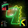 JURASSIC DINO LED neon lámpa - falra akasztható dekor világítás USB csatlakozóval, vidám dinoszaurusz design, hangulatos kiegészítő gyerekszobába vagy ajándékba