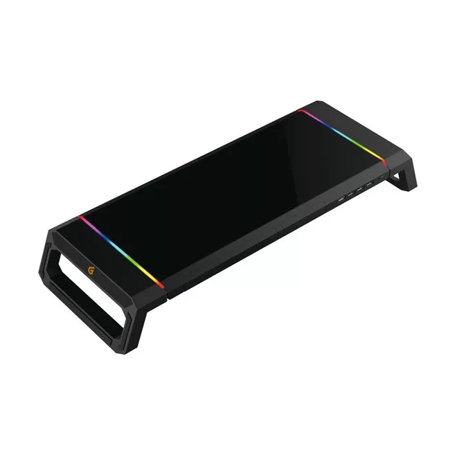 Conceptronic Monitor állvány - THORNE01B (állítható RGB, 4x USB2.0, beépített fiók, összecsukható, Max.: 10kg, fekete)
