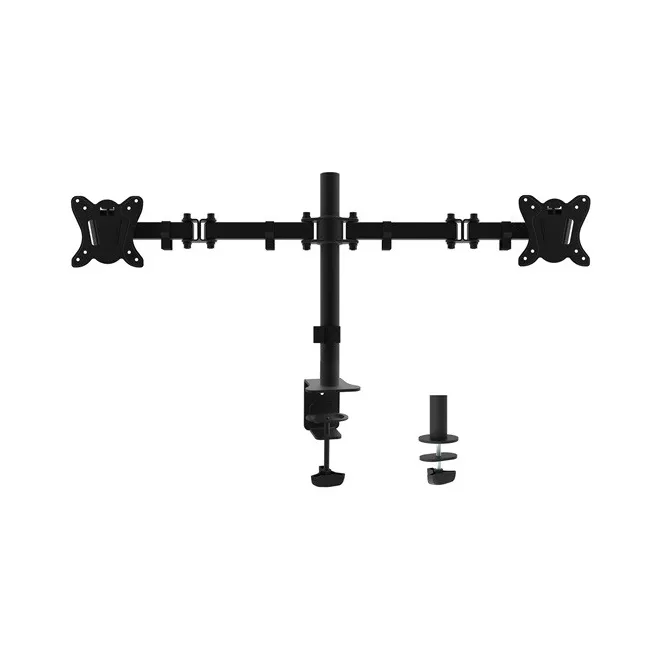 Equip Monitor Asztali konzol - 650152 (13"-27", 2 monitor, dönthető, forgatható, állítható magasság, Max.:2x9kg, fekete)
