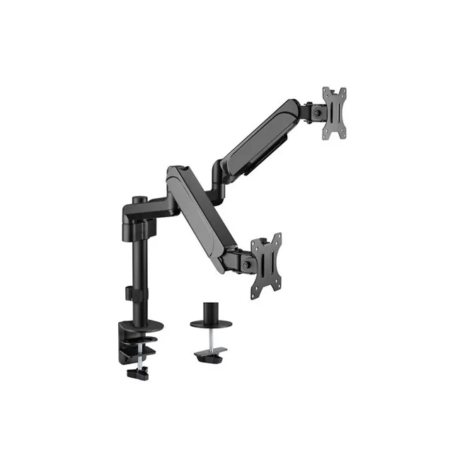 Equip Monitor Asztali konzol - 650133 (17"-32", 2 monitor, dönthető, forgatható, állítható magasság, Max.:2x9kg, fekete)