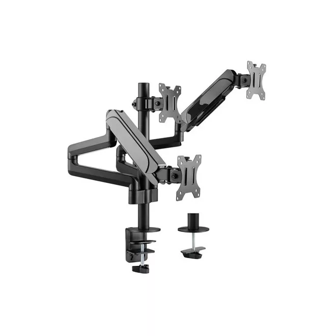 Equip Monitor Asztali konzol - 650134 (17"-27", 3 monitor, dönthető, forgatható, állítható magasság, Max.:3x7kg, fekete)