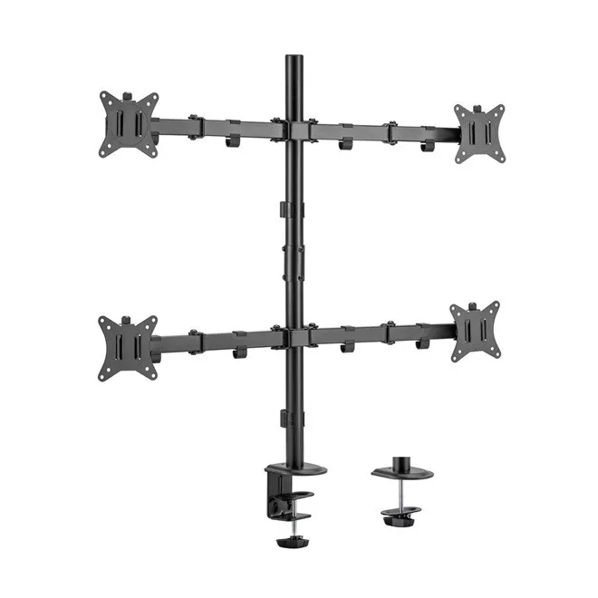 Equip Monitor Asztali konzol - 650159 (13"-27", 4 monitor, dönthető, forgatható, állítható magasság, Max.:4x9kg, fekete)