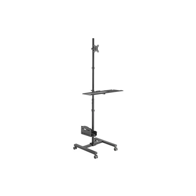 Equip Munkaállomás állvány - 650171 (17"-32", 1 monitor, dönthető, forgatható, gurulós, Max.: 8kg, fekete)