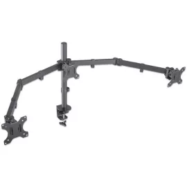   Manhattan asztali állvány -  Dupla karos, 3db monitor részére (max.VESA:75x75, 13"-27"-ig, 7kg, fekete)