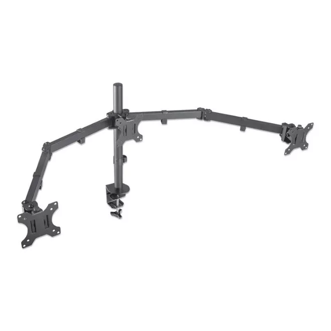 Manhattan asztali állvány -  Dupla karos, 3db monitor részére (max.VESA:75x75, 13"-27"-ig, 7kg, fekete)