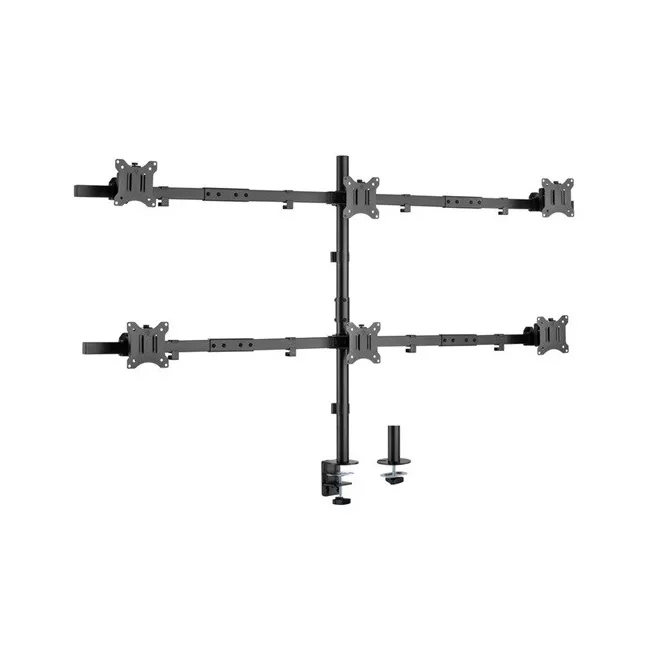 Equip Monitor Asztali konzol - 650160 (13"-27", 6 monitor, dönthető, forgatható, állítható magasság Max.: 3x7kg, fekete)