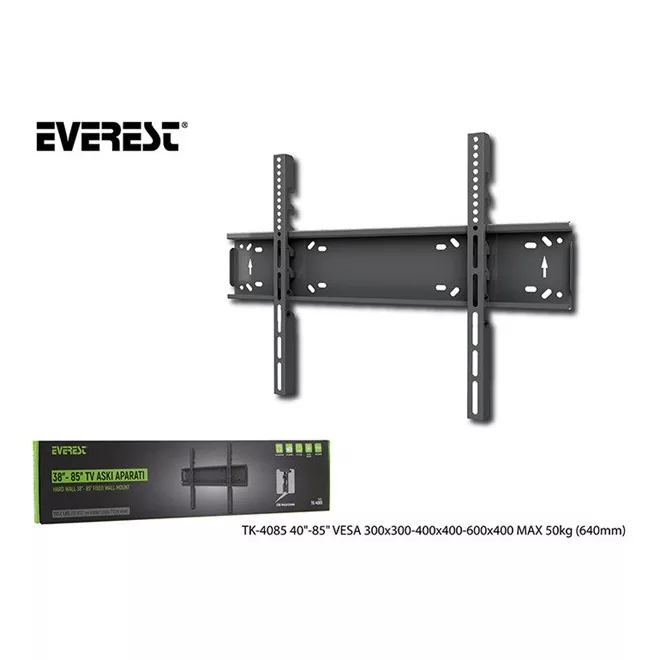 Everest TV állvány - TK-4085 (38"-85"-ig, Fali, ultra keskeny, 50kg teherbírás, Fekete)
