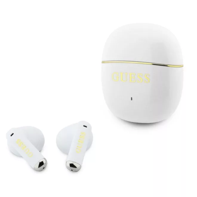 Guess fehér Bluetooth sztereó fülhallgató, True Wireless Stereo technológia, Töltőtokkal, Bluetooth 5.4