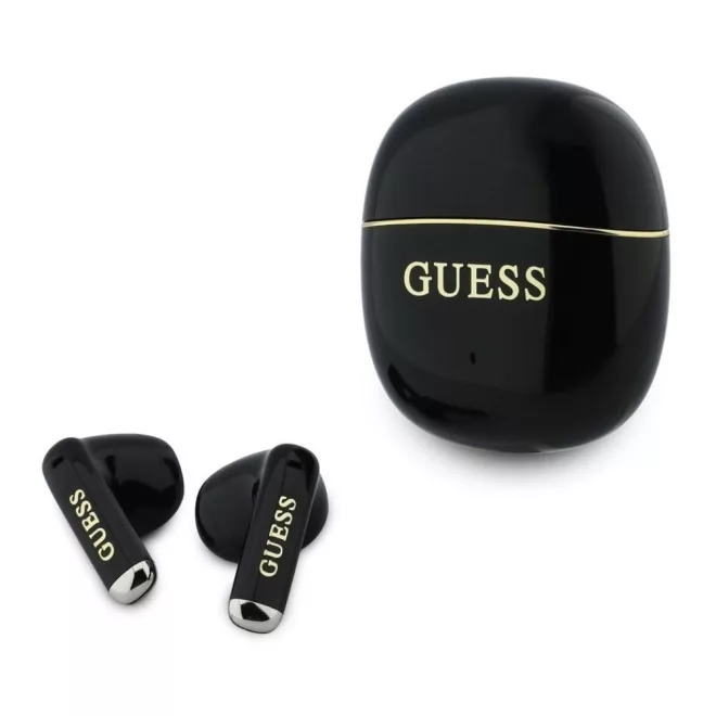 Guess fekete Bluetooth sztereó fülhallgató, True Wireless Stereo technológia, Töltőtokkal, Bluetooth 5.4