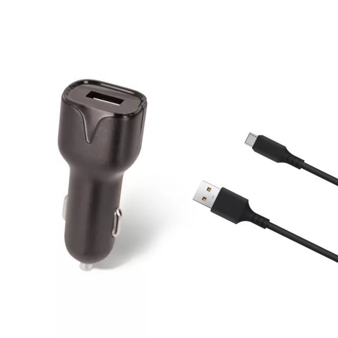 Autós Szivargyújtó töltő USB 12W, USB-C átalakító kábellel - praktikus és kompakt megoldás telefonok, navigációs eszközök és más készülékek gyors töltésére útközben