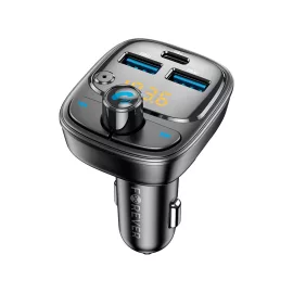   Szivargyújtós FM Transmitter – Bluetooth kapcsolat és MP3 lejátszás funkcióval, microSD kártyaolvasóval, USB-C és USB-A porttal telefonok gyors töltéséhez. Praktikus autós kiegészítő zenehallgatáshoz és handsfree hívásokhoz (TR-370)