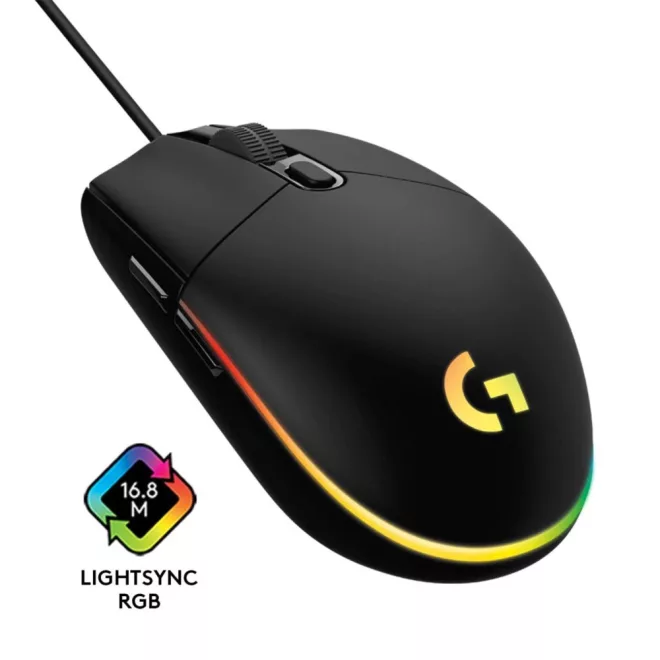 Logitech G203 LIGHTSYNC | Gamer egér | Fekete (910-005796)