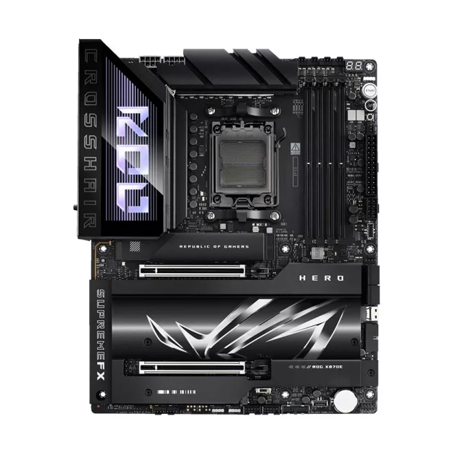 Asus Alaplap - AMD ROG CROSSHAIR X870E HERO AM5 (X870, ATX, 4xDDR5 8600+MHz, 4xSATA3, 5x M.2, HDMI+2xUSB4)