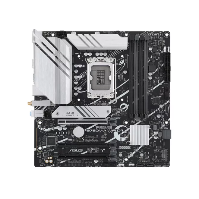 Asus Alaplap - Intel PRIME B760M-A WIFI D4 s1700 (B760, 4xDDR4 5333MHz, 4xSATA3, 2xM.2, 2xHDMI+DP)
