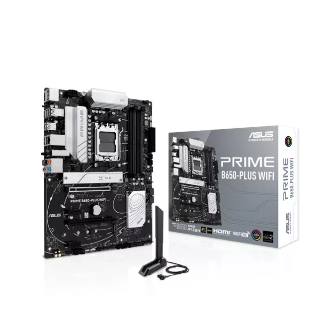 Asus Alaplap - AMD PRIME B650-PLUS WIFI AM5 (B650, ATX, 4xDDR5 7200+MHz, 4xSATA3, 2x M.2, HDMI+DP)