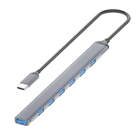   USB-C 7 portos elosztó HUB - 1x USB 3.0, 6x USB2.0 csatlakozóval, extra slim kivitelben, nagy sebességű adatátvitelhez és több eszköz kényelmes csatlakoztatásához