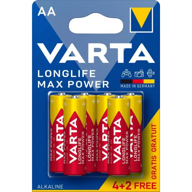 6db Varta Longlife Max Power AA ceruza elem távirányítóhoz (LR06)