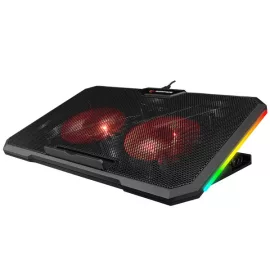   Rampage GAMEZONE Notebook Hűtőpad 17 colig AD-RC12 2x12cm ventillátor 100rpm RGB LED Fekete
