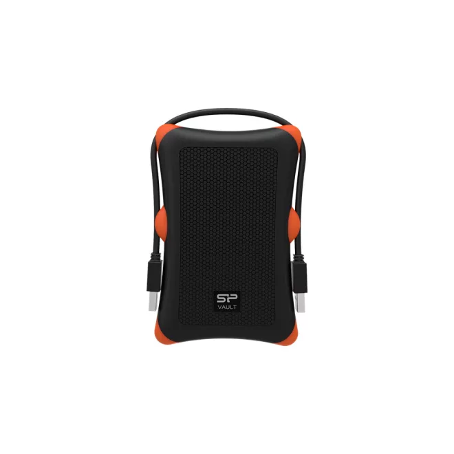 Silicon Power 2TB külső (USB 3.2) ütésálló külső winchester, HDD, fekete-narancs, (Armor A30) (SP020TBPHDA30S3K)