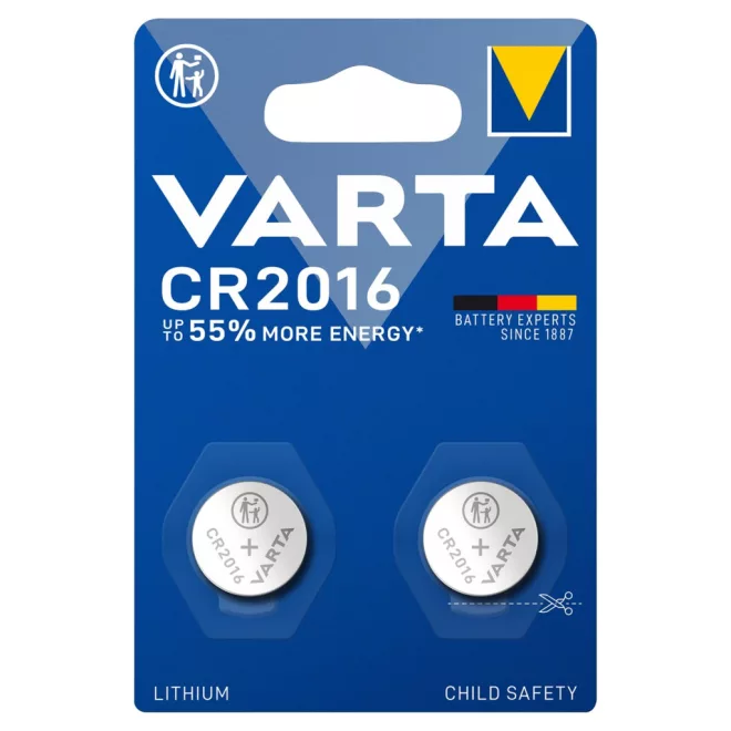 2db Varta CR2016 CMOS gomb elem, 3V-os