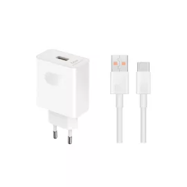   Honor gyári SuperCharge 66W Gyorstöltő + USB to USB-C 1m kábel, Fehér (HN-200330E00)