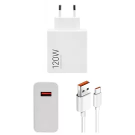   XIAOMI gyári HyperCharge 120W töltő + USB to USB-C 1m kábel, Fehér (MDY-14-EE)