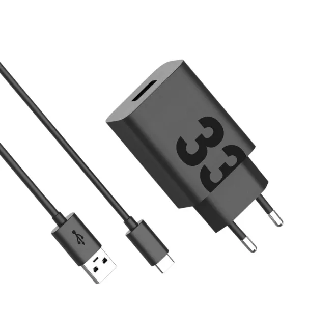 Motorola gyári TurboPower 33W telefon töltő + Kábel USB to USB-C 1 méter, Fekete, dobozos