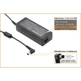   Sony VPC VPC-EB2M1E 19,5V 4,7A 90W-os új, gyárival megegyező minőségű helyettesítő Laptop töltő