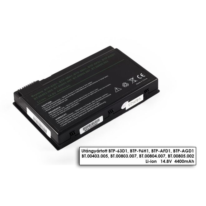 Acer Aspire 3023 Laptop akkumulátor, új, gyárival megegyező minőségű helyettesítő, 8 cellás (4400mAh)