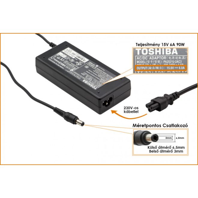Toshiba PA2521U-1ACA 15V 6A 90W gyári új töltő (ADP-60RHA, PA-1750-07)