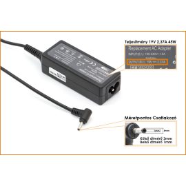   Asus ZenBook UX21E 19V 2.37A 45W-os új, gyárival megegyező minőségű helyettesítő Laptop töltő