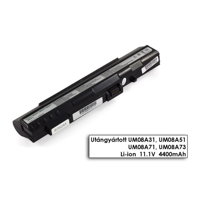 Acer Aspire ONE A110-1295 Laptop akkumulátor, új, gyárival megegyező minőségű helyettesítő, 6 cellás (4400mAh)